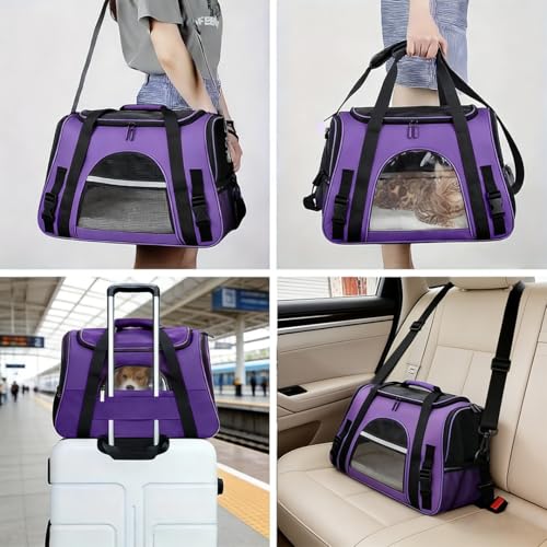 Cat Carriers, Dog Carriers, Pet Carriers – Airline-Approved Soft-Sided Bag for Cats & Small Dogs (Up to 15 lb), Foldable, Breathable Mesh, Privacy Cover, Washable & Lightweight - Image 3