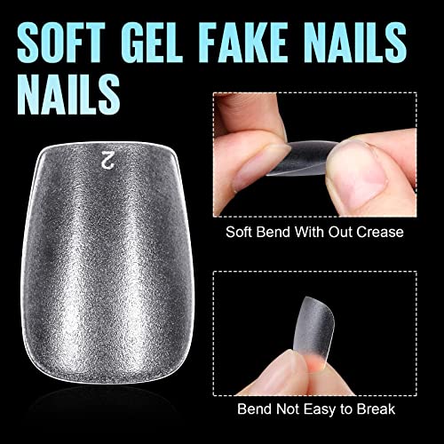 Tomicca Extra Short Coffin Nail Tips - False Nail Tips, Full Cover Soft Gel Nail Tips For Nail Extension, 240Pcs Acrylic Nails For Home Diy Nail Art, 15 Sizes Easy Use Fake Nail Tips #TOP3
