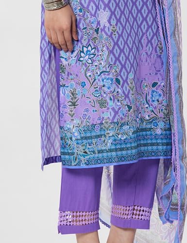 Image of BIBA Women Cotton Straight Kurta Slim Pants Suit Set