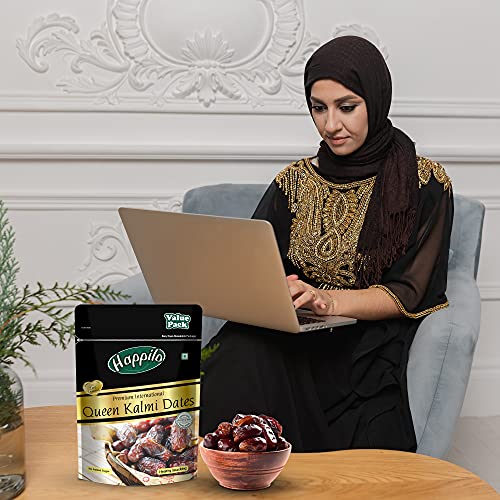 Image of Happilo Premium International Queen Kalmi Dates 350g | Fresh & Soft Khajur Dry Fruit with Natural Sweetness | Sourced from Saudi Arabia | 100% Naturally Dried & free from any Preservative (Pack of 3)