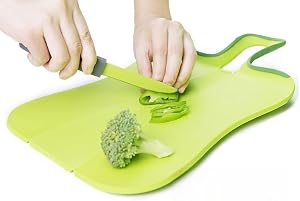 Foldable Cutting Board Non-Slip Plastic Folding Cutting Board for Kitchen,Vegetable,Food and Fruit Medium Size - 15.55x9.25 inches Green