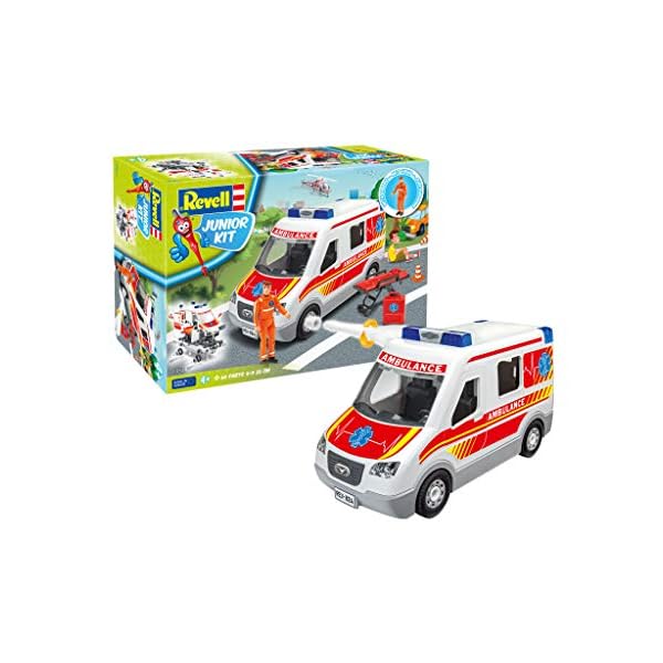 Revell Junior Kit 824 Rettungswagen mit Spielfigur Bauen-Schrauben-Spielen für Kinder ab 4, Mehrfarbig