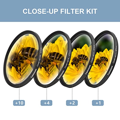 Homesen Kit de filtro de close-up de 67 mm 4 peças (+1,+2,+4,+10) Filtros macro Conjunto de filtro d