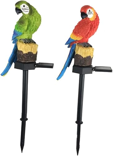 Miniatura 1 de Yardwe 2 unids luz solar de loro decorativo al aire libre luces solares al aire libre patio lámparas al aire libre estatuas césped acento lámpara