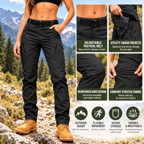 Women's Tactical Cargo Pants, Ripstop Stretchy Hiking Pants with Pockets - image 5