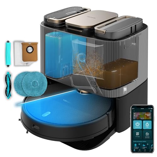 Cecotec Conga 13090 Spin Revolution Home&Wash Essential Robot aspirateur à vidage Automatique et serpillères rotatives 7000 Pa, Lasertech, Brosse en...