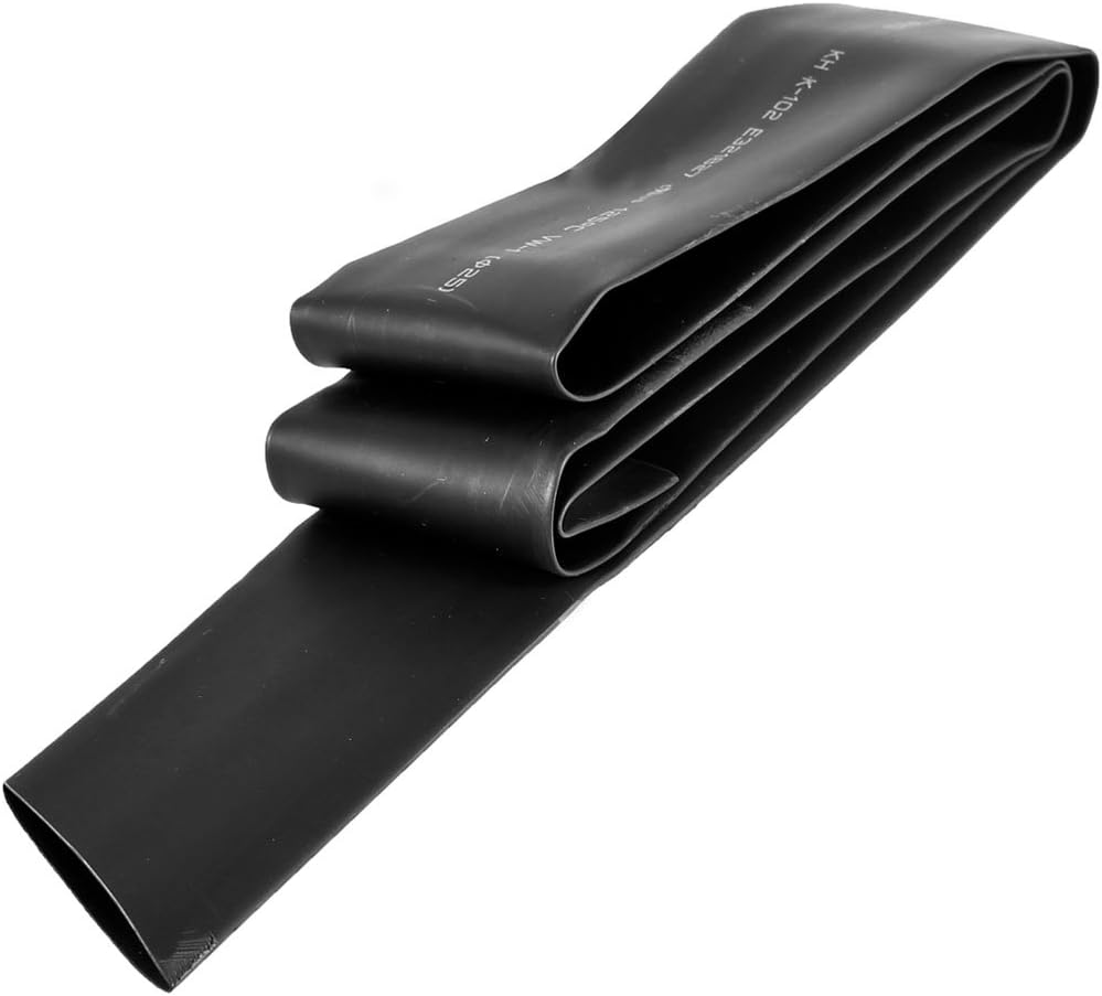 Sourcingmap a14042100ux0694 1 Meter 25 mm Dia 42mm Flat Width Rate 0.0840277777777778 Heat Shrinkable Shrinking Tube, Black