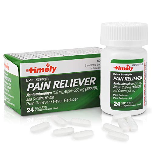 Timely by Time Cap Labs - Extra Strength Headache Relief 24 CT Caplets - Compared to Excedrin - Fast-Acting Headaches Relief Acetaminophen, Aspirin & Caffeine - Attacks Minor Pain, Fever - Made In USA