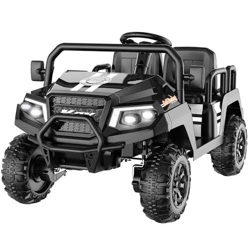 Image of Electric Car for Kids, 24V 4 Seater Ride on Toys w/Parent Remote, 4 Wheeler Suspension, Max 220lbs Weight Capacity, USB, Music, Radio, LED Light, Ride on Truck for Boy/Girl Ages 3-8, Black