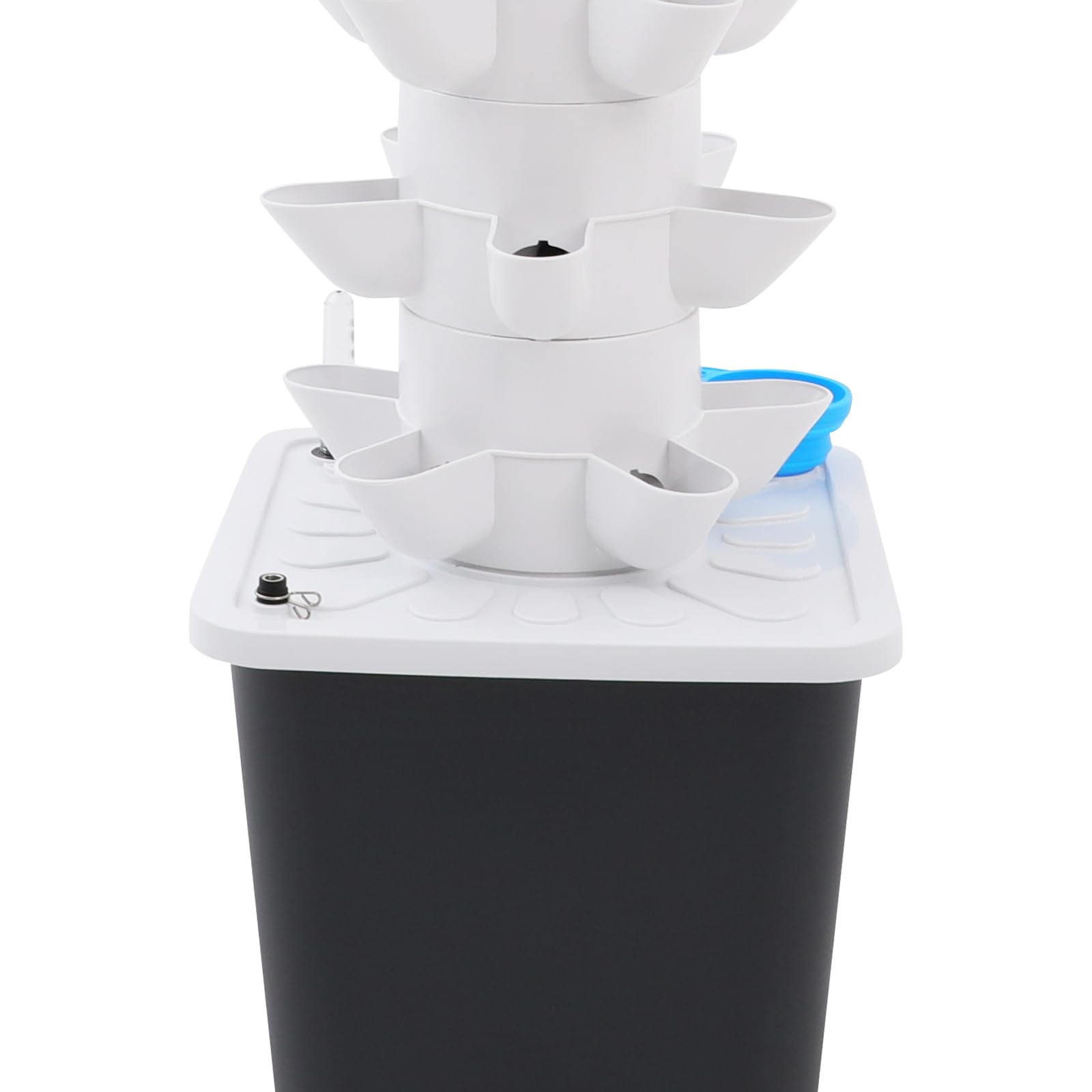 Torre idroponica a 7 piani con irrigazione automatica, 35 fori per piante vegetali/erbe 90-95%, risparmio d'acqua, design verticale salvaspazio per cucina, balcone e ufficio (bianco+grigio)