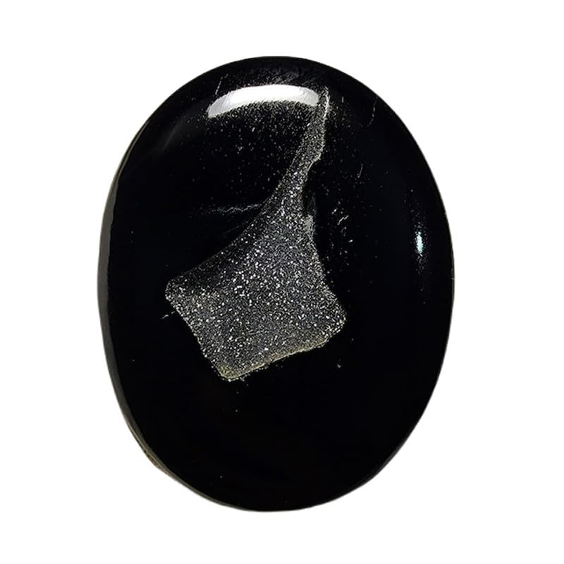 Onyx noir naturel cabochon ovale GH_NAT_01702, gemme de prestige 63x50mm