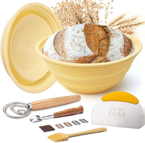 TeamFar Sourdough Bread Baking Supplies Kit - Proofing Baskets, Lame, Scraper & More