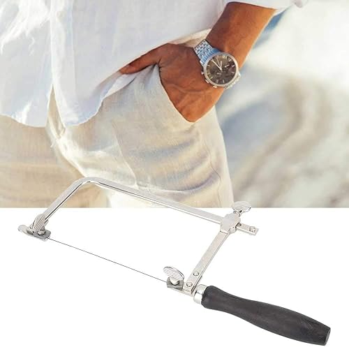 Miniatura 4 de ZJchao Kit de sierra de joyería, sierra de arco portátil con 10 cuchillas de acero de alta velocidad, 5.1 pulgadas de longitud, hoja dentada de 2.8