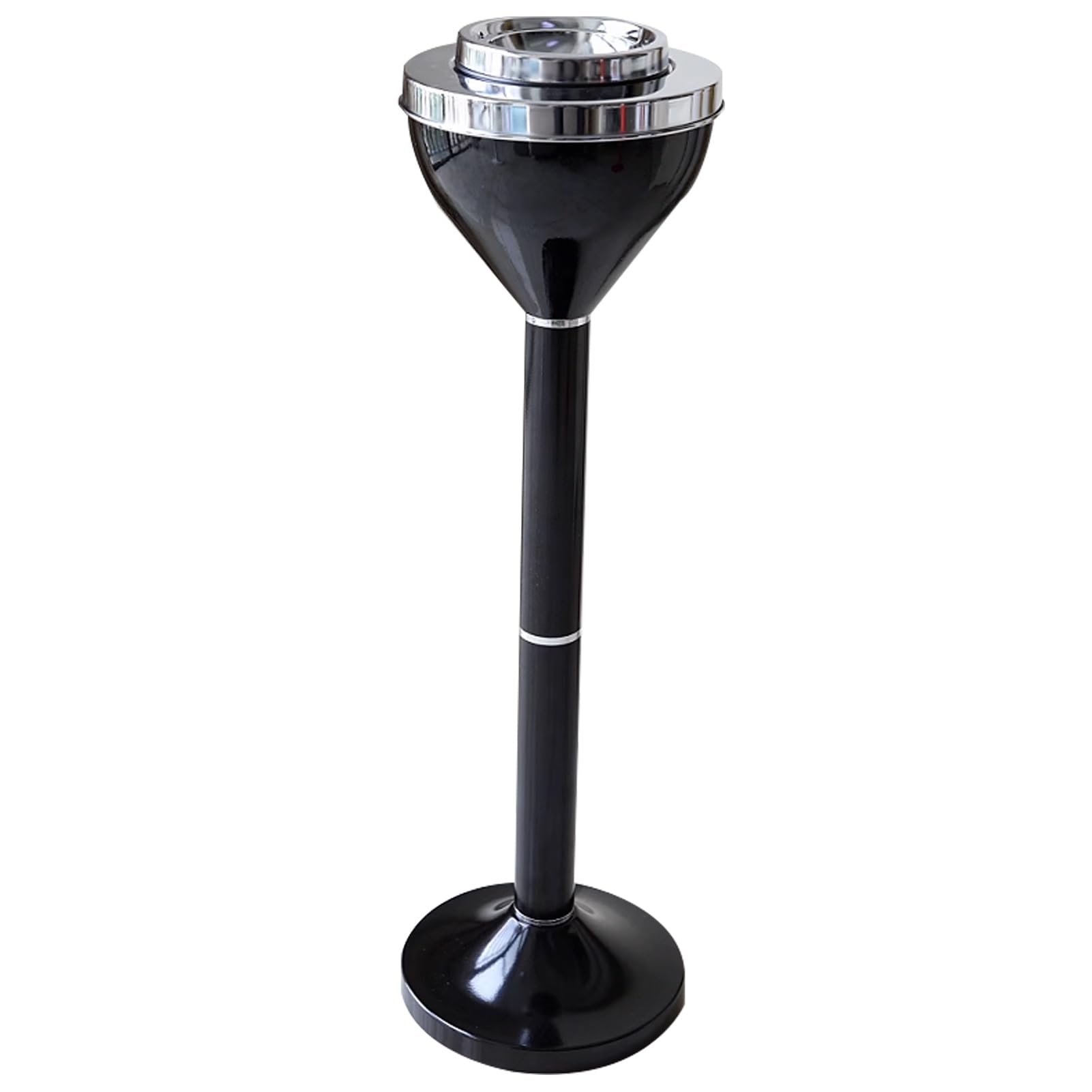 IUokLU Outdoor Standing Ashtray with Lid,Cigarette Butt Disposal Receptacle,Smokers Trash Can for Patio,Office,Living Room（Black-61CM）
