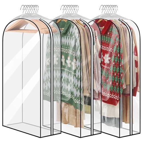 Housses de Vêtements Transparentes 60 x 102 cm Etanche Mite Housses à Vêtements Penderie avec...