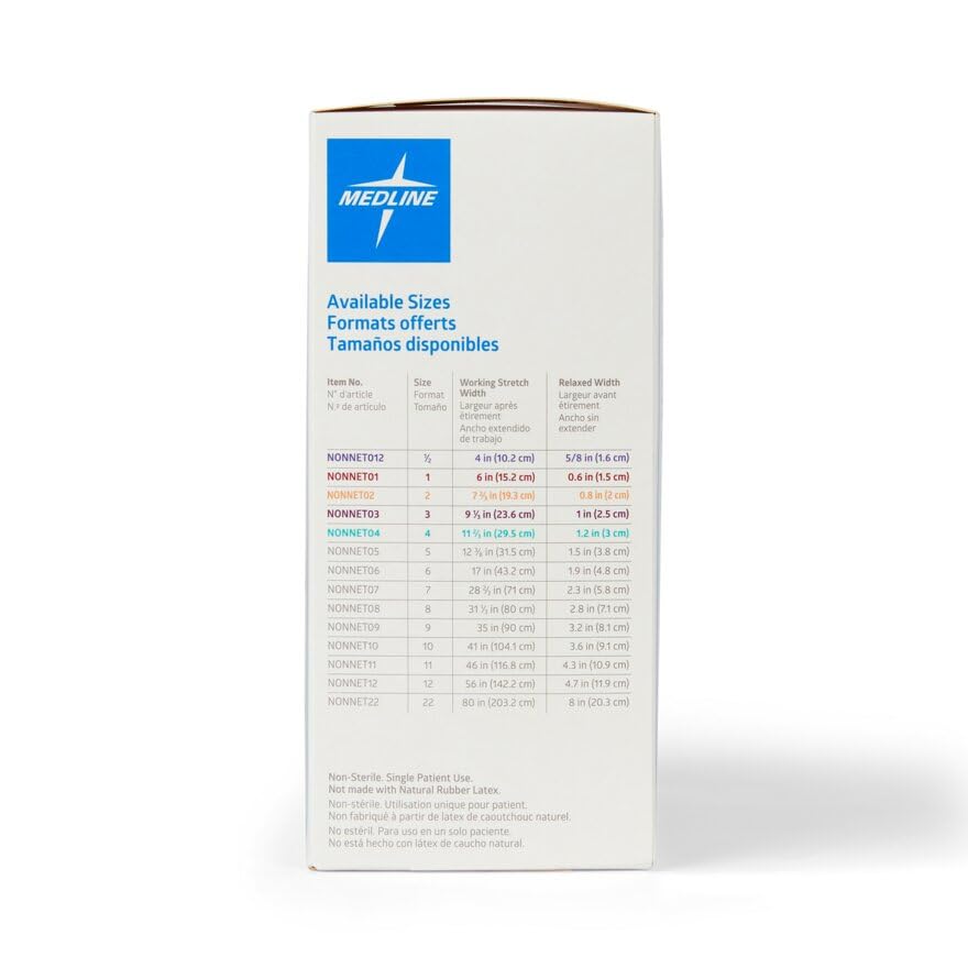 Image of Medline Stretch Tubular Elastic Dressing Retention Net, Size 3, (9 inch x 25 yds), Ideal for Wound Care, Single Pack