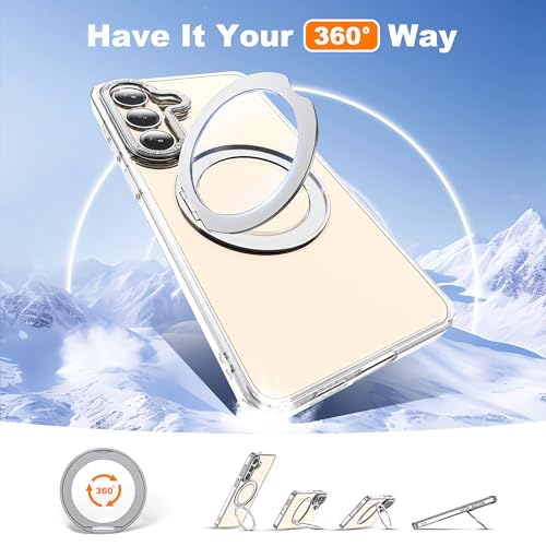 Image of for Samsung Galaxy S26 Plus Case with 360Rotatable Magnetic Ring Stand Compatible with Mag-Safe Military Protection Transparent Phone Case for Samsung Galaxy S26+,Clear