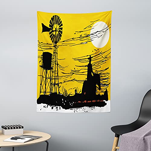 ABAKUHAUS Windmühle Wandteppich & Tagesdecke, Australien Sunset View, aus Weiches Mikrofaser Stoff Dreck abweichender Digitaldruck, 110 x 150 cm, Erde Gelb Schwarz