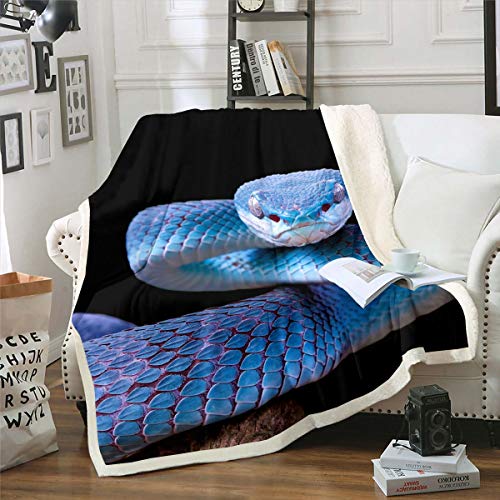 Parure de lit 3D en forme de serpent - Couverture polaire Sherpa - Motif reptile - Couverture douce et chaude - Pour toutes les saisons - 127 x 152,4 cm Cover