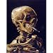 Produktbild Bumblebeaver Vincent Van Gogh Skull with A Burning Cigarette Old Art Painting Print 12x16 inch 30x40cm Schädel ZIGARRE Farbe