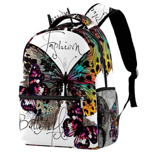 Sac à dos d'école grand volume contre le désordre imprimé papillon tendance