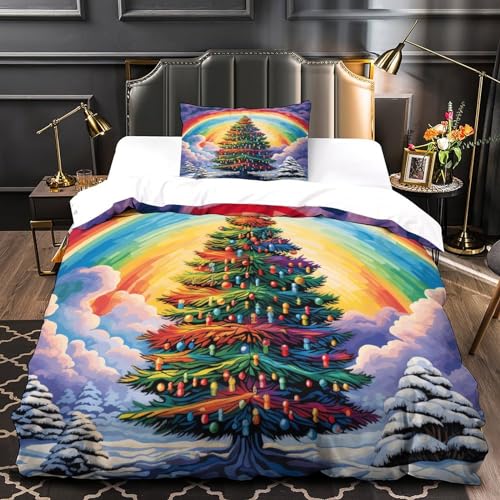 Housse de couette sapins de Noël 135x200 cm en microfibre - 3
