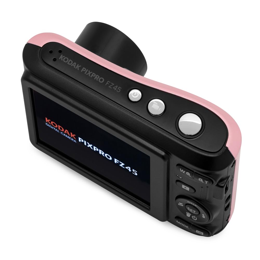 Kodak PixPro FZ45 Aparat cyfrowy 16 MP 1080p Full HD z 4-krotnym zoomem optycznym i szerokokątnym obiektywem 27 mm, pastelowy róż