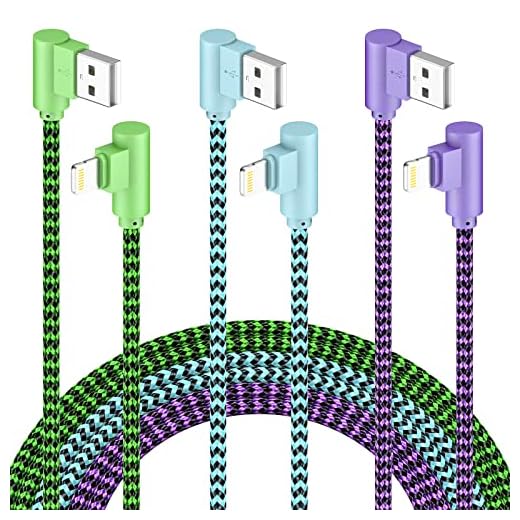 iPhone Charger 10FT Lightning Cable [Apple MFi Certified] 3 Pack 90 Degree Fast iPhone Charging Cables Cord Compatible with iPhone 14/13/12/11 Pro MAX/XR/XS/8/7/Plus/6S/SE/iPad (10 Feet)