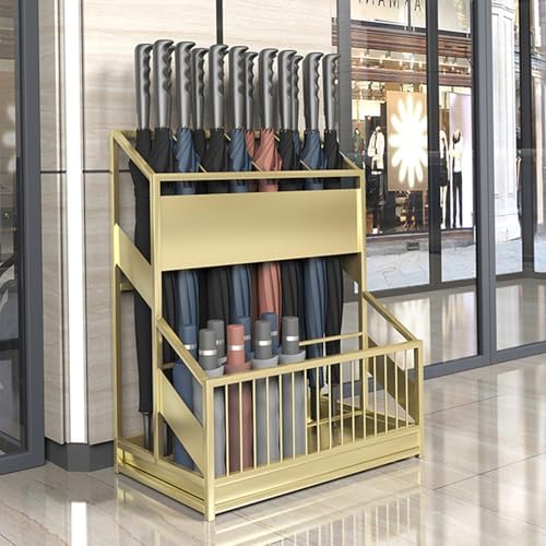 Large-Capacity Metal Umbrella Stand for Indoor Entryway - Commercial Quality Holder for Hallway & Home Office Decor (Black, 68x32x70cm / 27x13x27.6in)
