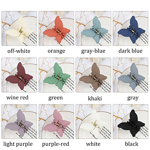 12 Pcs Butterfly Claw Clips Cute Butterfly Hair Clips 2.6 Inch Non Slip Matte Jaw Clips 12 Colors Strong Hold Butterfly Hair Clamps For Women Girls Thick Thin Hair #TOP5