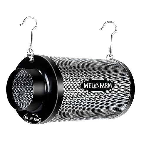 MELONFARM 4 Inch Air Carbon Filter Smelliness Control with Australia Virgin Charcoal, Odor Removal Carbon Filter for Grow Tent, Inline Fan, Hydroponics, Pre-Filter Included, Insulated Flange 4" x 12" Cover