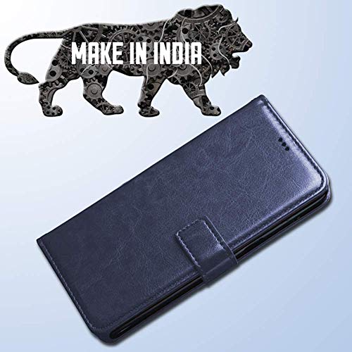 Image of COVERBLACK Vintage Leather Wallet Pocket Flip Cover for Vivo V2059 / Vivo Y73 - Navy Blue