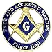 ASmileIndeep Masonic Prince Hall Car Emblem Round Blue & Gold Freemason Metal Car Auto Decal