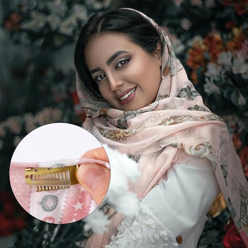 Image of INHEAVEN 12 pcs Wig Clip with Safety Pins, 10-Teeth Hair Extension Snap Clips Invisible Strong Wig Combs to Secure Wig No Sew Chunni Grip Dupatta Clips Hijab & Tikka(Gold) (12)