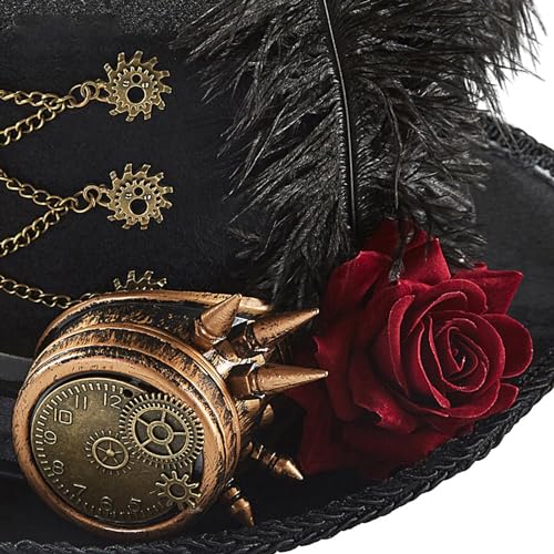 Chapeau steampunk unisexe avec lunettes amovibles style gothique vintage - 4