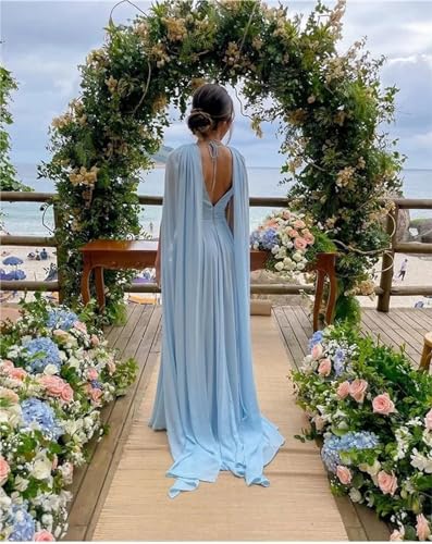 Women's Bridesmaid Dresses with Sleeves Pleated Chiffon V Neck Formal Evening Dress3