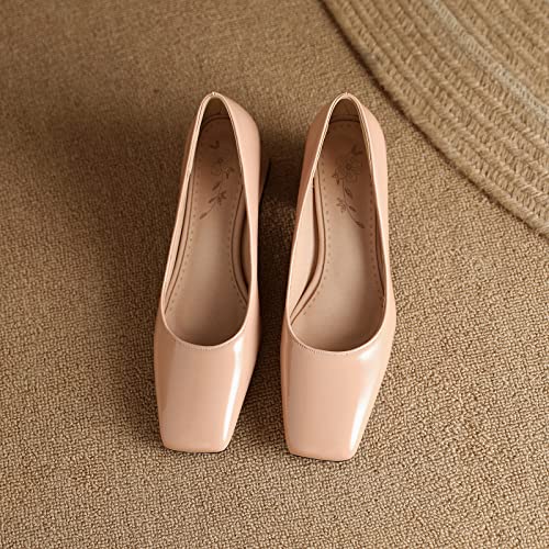 Concise Patent Block Heel Square Toe Women Pumps3