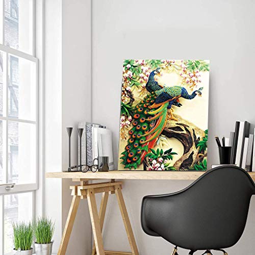 Image of HASTHIP 5D Diamond Embroidery DIY Peacock Cross Stitch Craft Painting