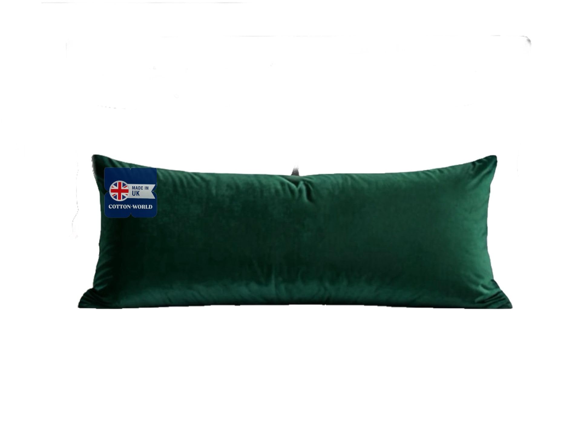 Bolster Pillow, Crushed Velvet Full Body Pillow, Hollowfibre Filled Orthopaedic Support Pregnencey Pillow, White Neck Support & Maternity Side Sleepers Pillows Cushion (Green, 4.6FT DOUBLE)