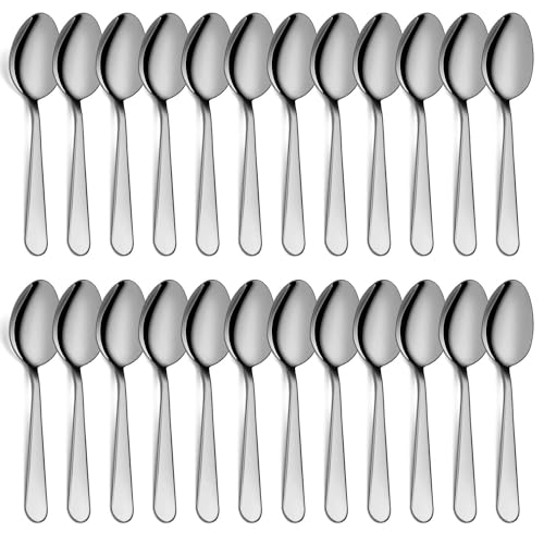 Spoons Set, 24-Piece Stainless Steel Dessert Spoons Dining Spoons, Mirror Polishing Cutlery Spoons Set, Dishwasher Safe (6.7 inches, 17cm)