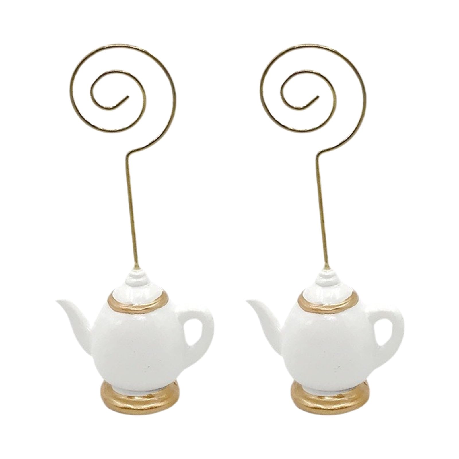 Qusinfc 2Pcs Gold Foil Teacup Name Card Holder Note Memo Photo Display Stand with Resin Base for Birthday Wedding Decoration Gold Tea Cup Name Card Owner