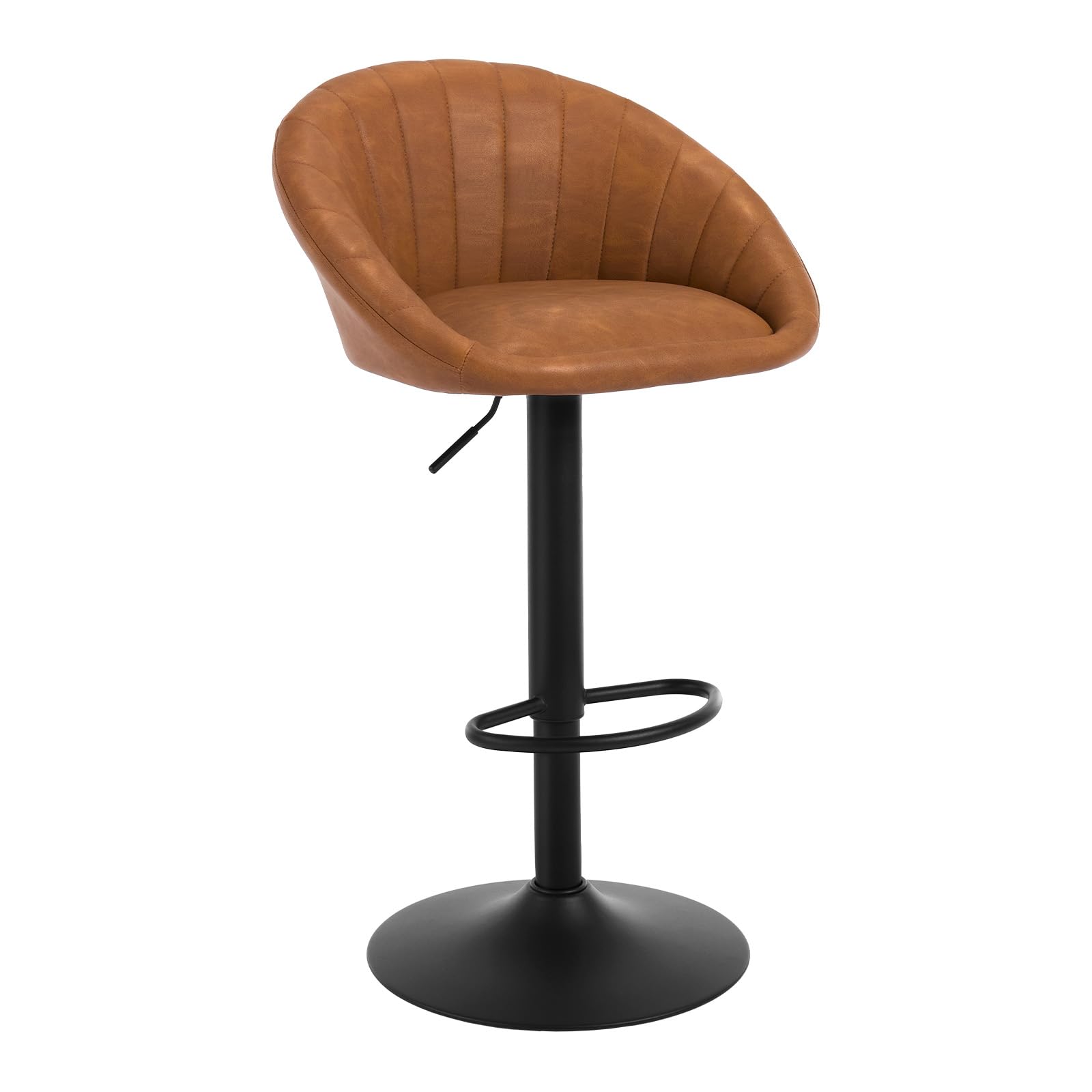WOLTU Taburetes Bar Giratorios, Taburete Alto Cocina con Respaldo y Reposapiés, Piel Sintética, Marrón