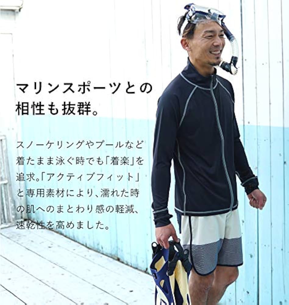 Amazon | Rash zip-up (C) men chill_borderB-BK/CGY M | Hele i