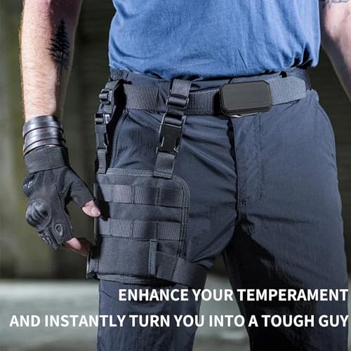 Tactical Belt with Magnetic Buckle, Black Nylon, 47.2 Inch Length, Military Style Belt with Aluminum Alloy Buckle4