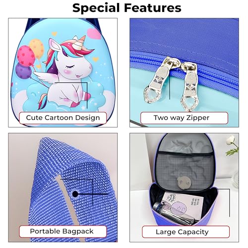 Image of Bembika School Bag The Perfect Children Backpack and School Bags for Kids Compact Stylish Backpack for Kids Exceptional-Quality Kids Kindergarten Backpack and Travel Backpack- (Unicorn|Blue)
