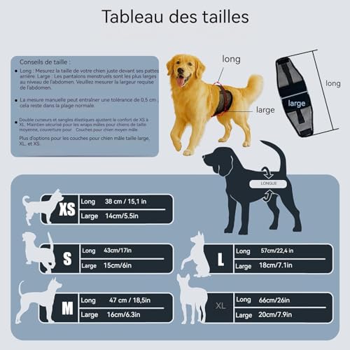 Colenumone 3pc Couches pour Chiens Mâles,Couches pour Chiens,Couche Chien Male Incontinent,Super Absorbant,Etanchéité,Miction excitée, Chaleur, Problèmes de marquage（L） – vue 2