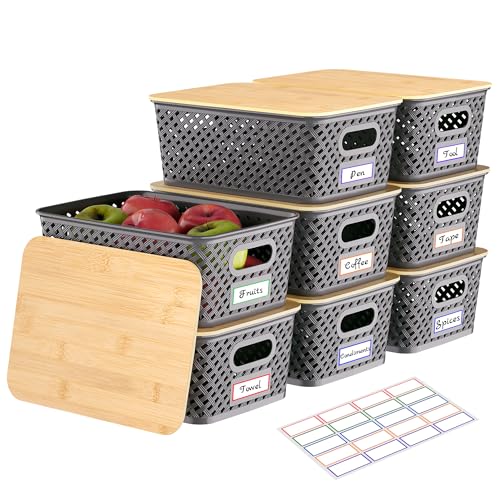 Get 8 Pack Stackable Storage Bins with Bamboo Lids - Use Code UGZK83I5