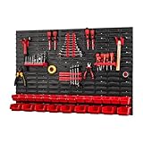paroi style atelier  Mur à outils avec boîtes empilables - 1152 x 780 mm - Système de rangement - Étagère murale pour garage, atelier, porte-outils avec paroi perforée - Étagère de rangement - Système de rangement - Lot