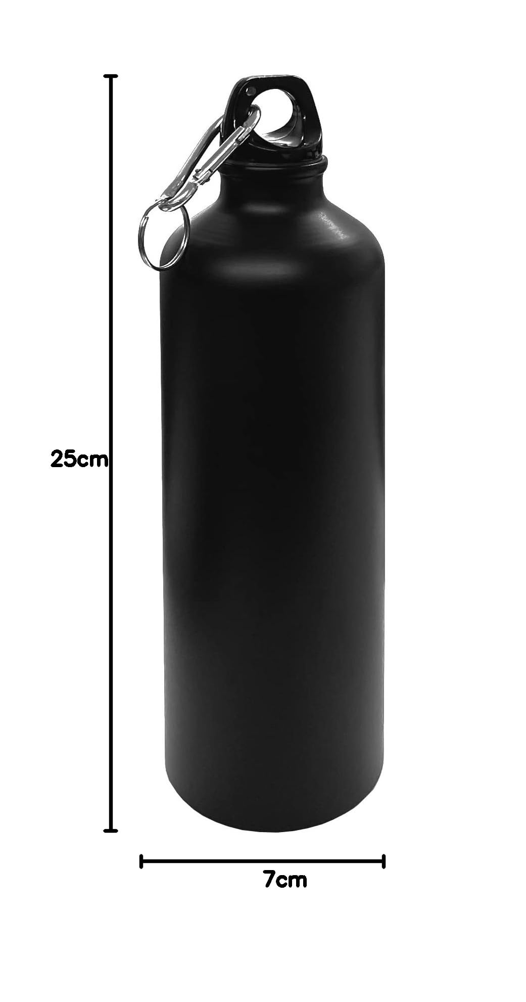 HAC24 Aluminium Trinkflasche Schwarz 0,75 L mit Karabiner Alu Wasserflasche Sportflasche Fahrradflasche Aluflasche Sport & Freizeit