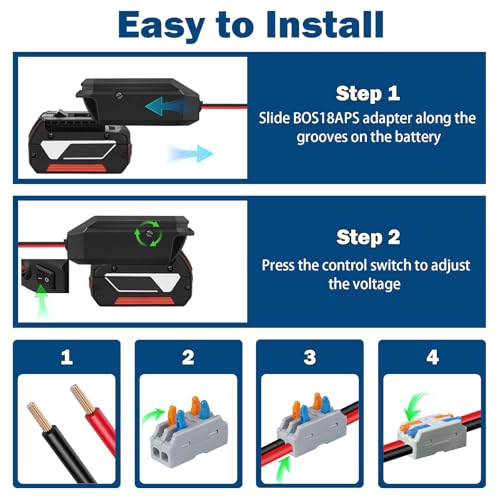 Adapter für Bosch GBA 18V Akku - 18V auf 12V Step Down Konverter mit Zigarettenanzünder Schnittstelle - für Bosch Professional System Akku GBA Batterien, Power Wheel Adapter für alle Autogeräte